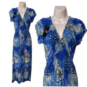 NWT PL (Brand) Silk Blend  Maxi Dress w/ Animal Print and Floral Design Size M/L